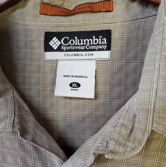 Columbia Mens Long Sleeve Button Down Beige Plaid Size XL - Picture 2 of 7